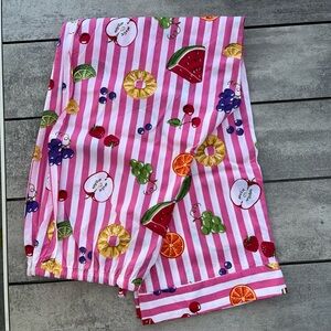 Nick & Nora Women's Medium Pink Striped w Fruit Pajama Pants In Medium cotton